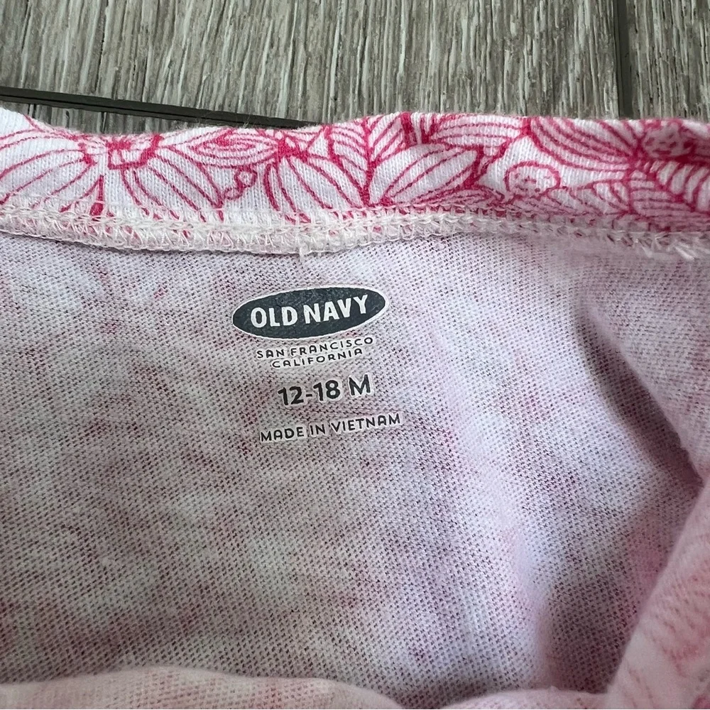 OLD NAVY SHORT SLEEVE T SHIRT FLORAL PINK 12-18MO